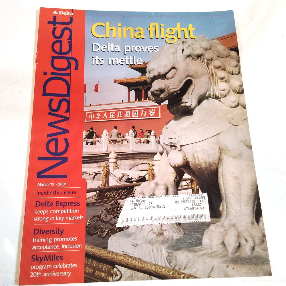 Delta News Digest - China Flight - March 19, 2001 Magazine - Collectible Airline
